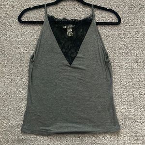 H&M grey and black lace top